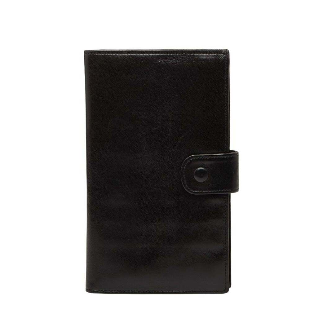 CHANEL Black Lambskin Leather Logo Wallet